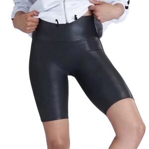 SPANX Faux Leather Black Bike Shorts